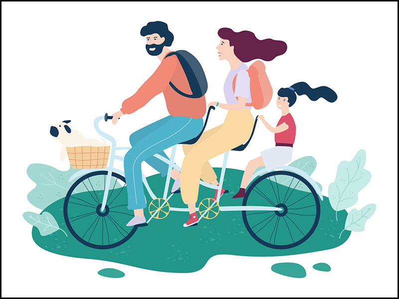 Xe đạp đôi giúp cả gia đình gần nhau hơn